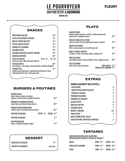 bar lily's fleury|Menu .